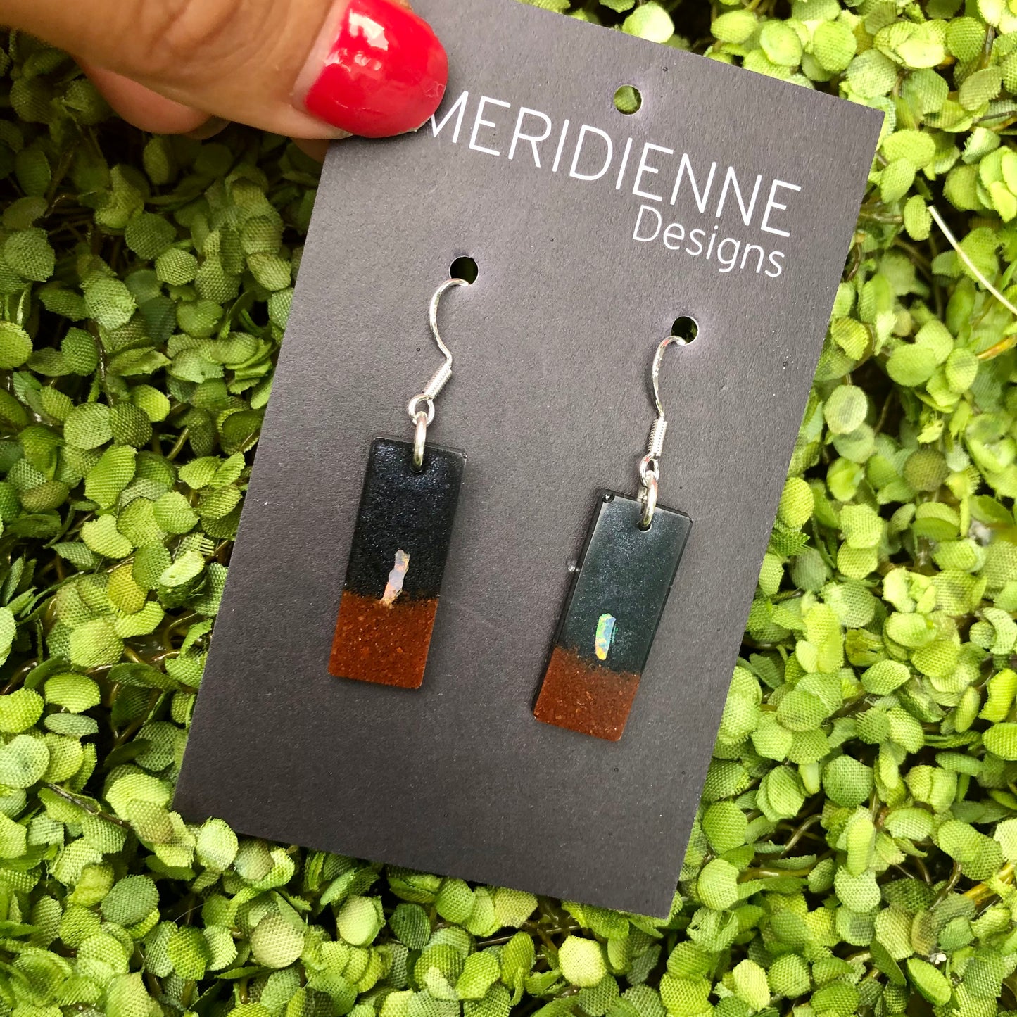 Opal Resin Earrings - small rectangles