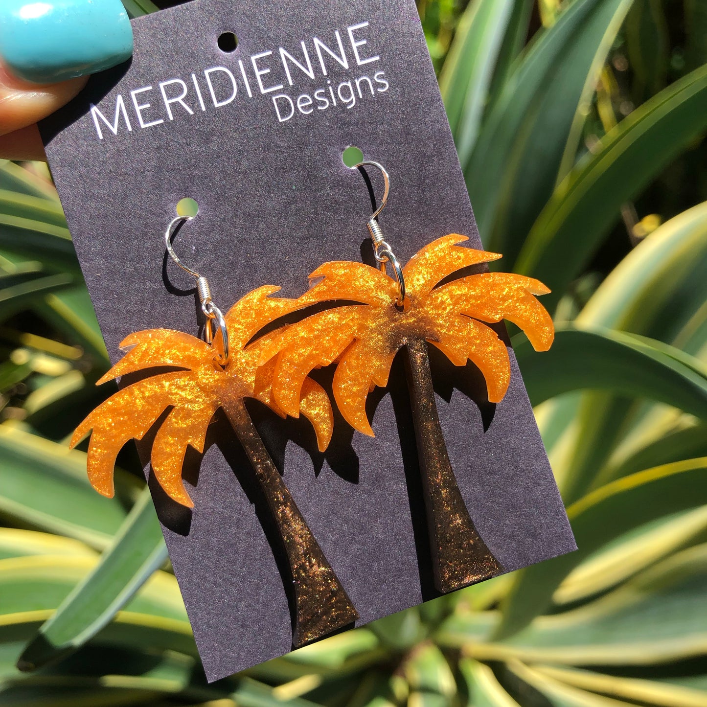 Earthy Brown Palm Earrings
