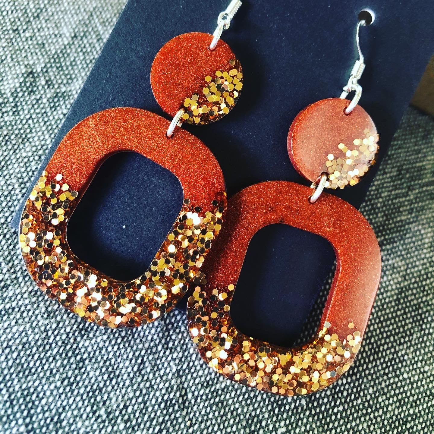 Brown & Gold Resin Earrings