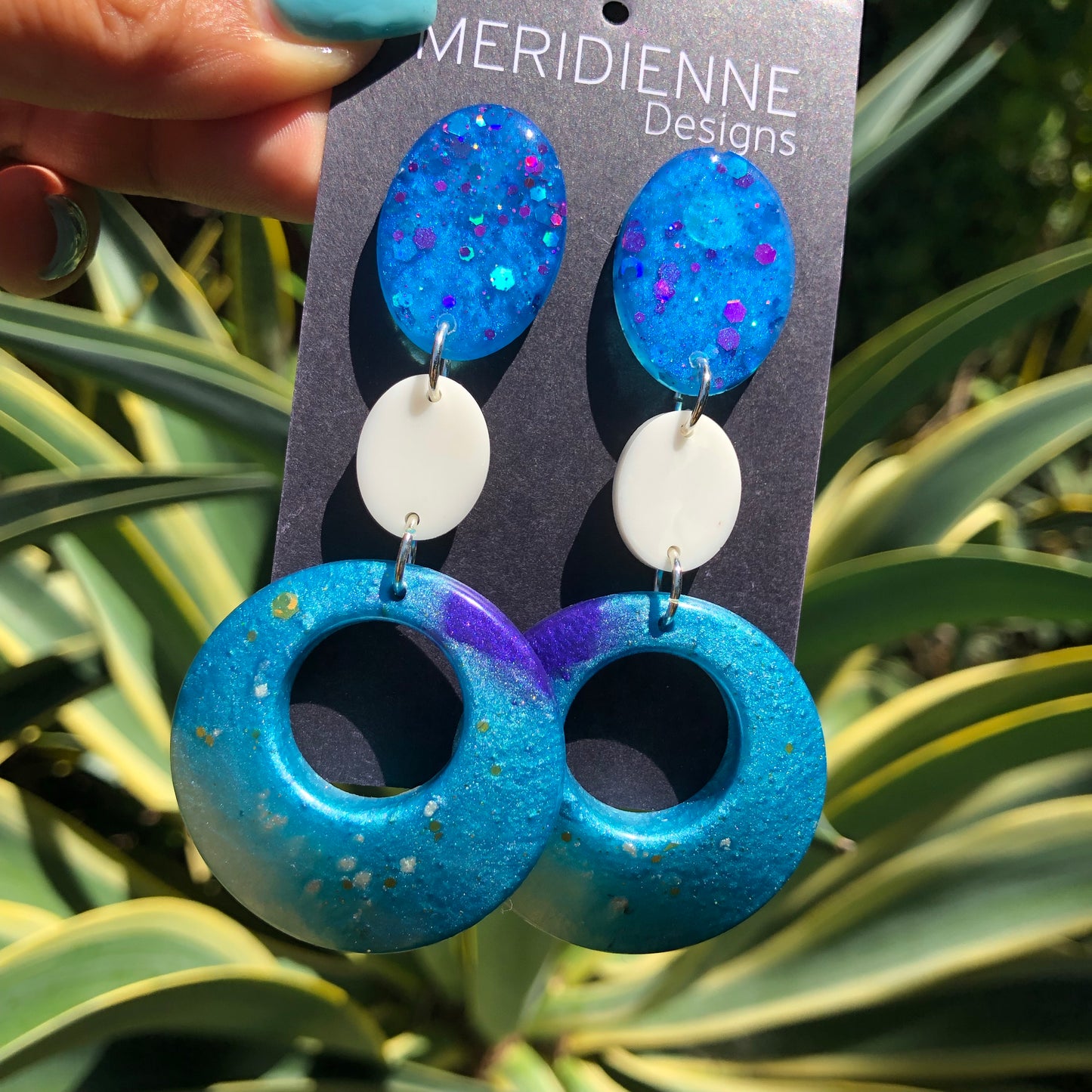 Blue Resin Earrings
