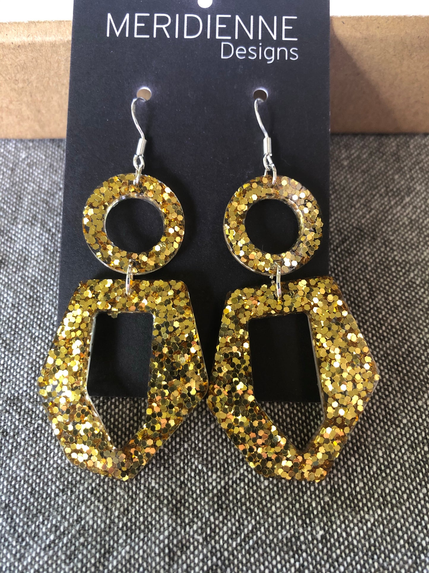 Gold glitter and Gold Foil Earrings