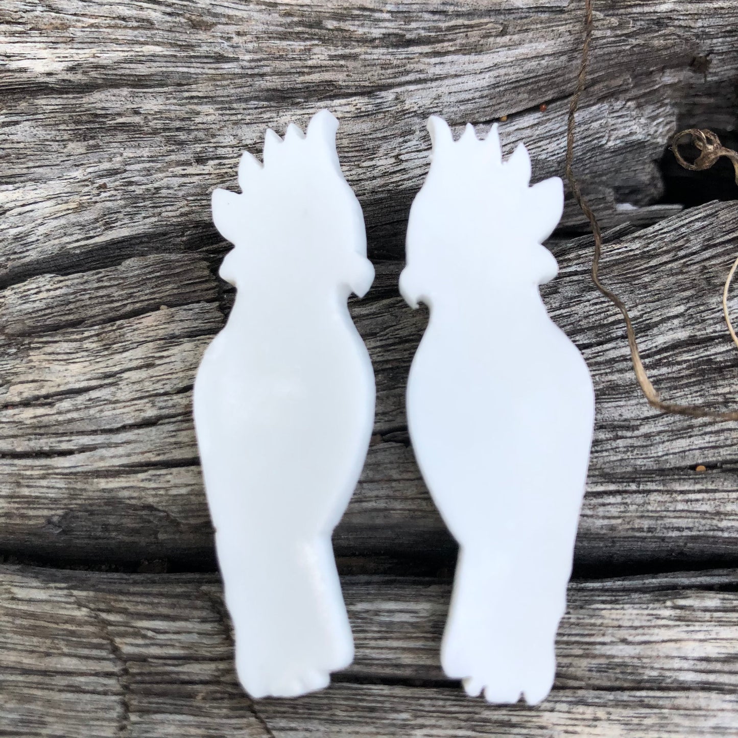 White Cockatoo Bird Resin Earrings
