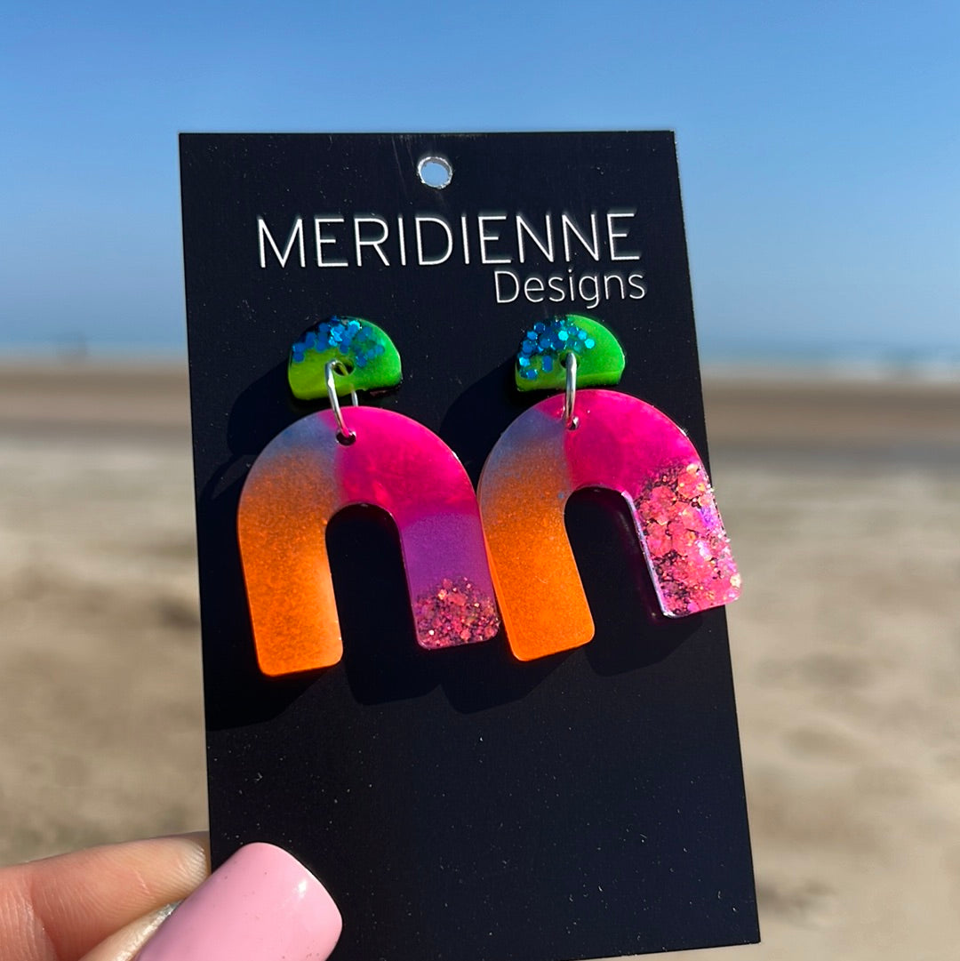 Glow UV Pink Mixed Resin Earrings