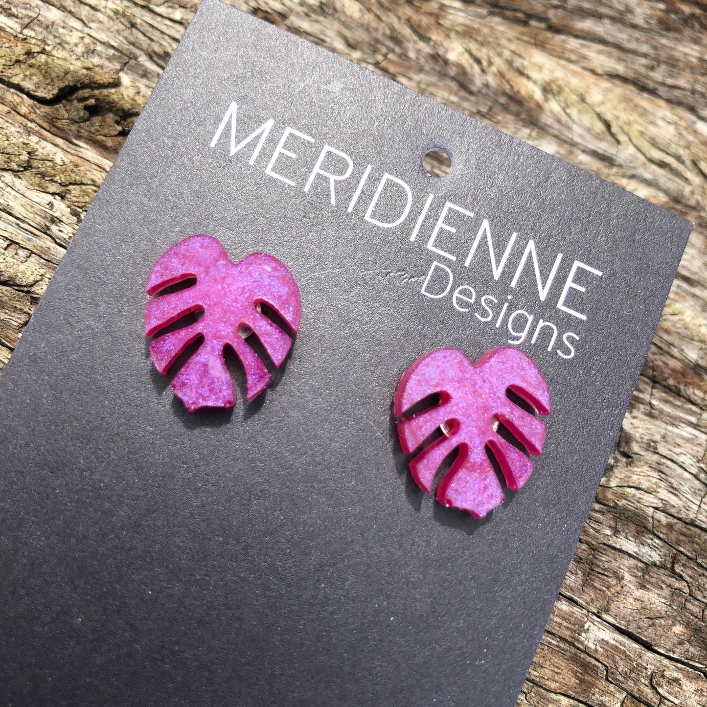 Stud - Mini Pink Monstera