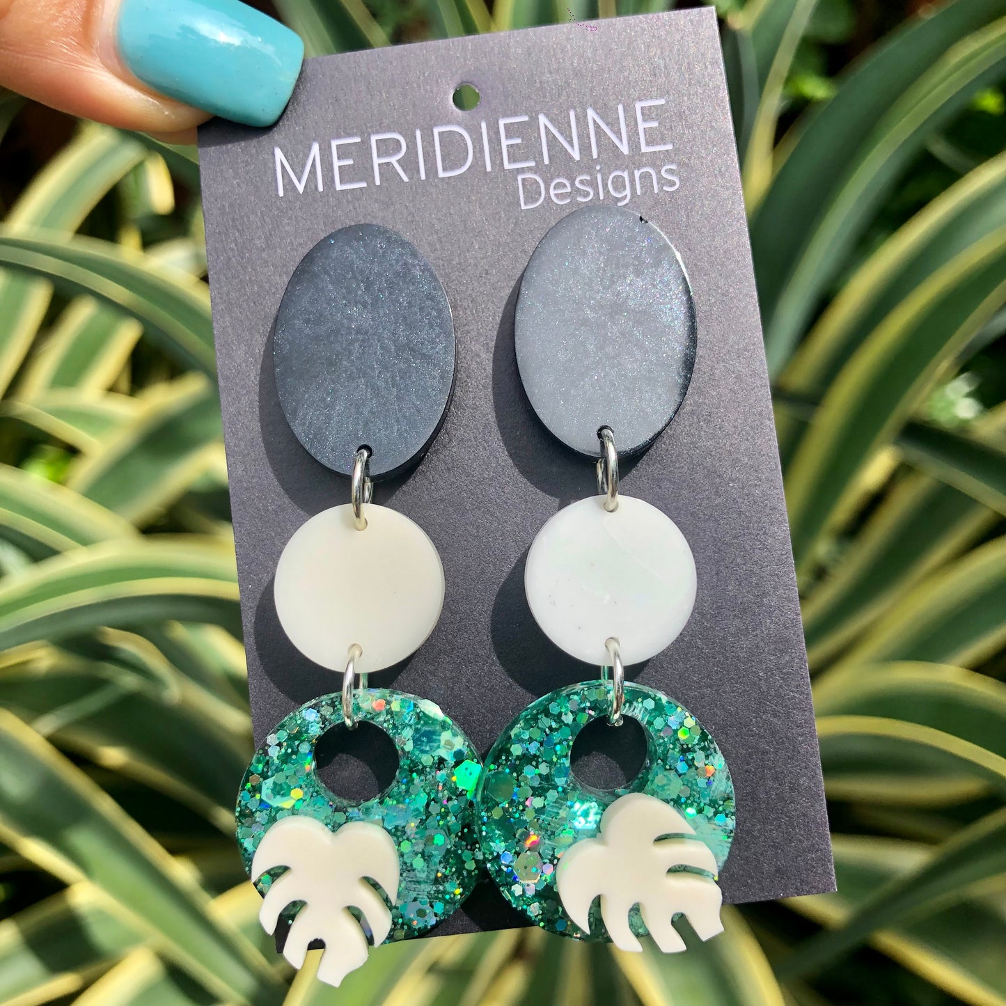 Turquoise & White Resin Earrings