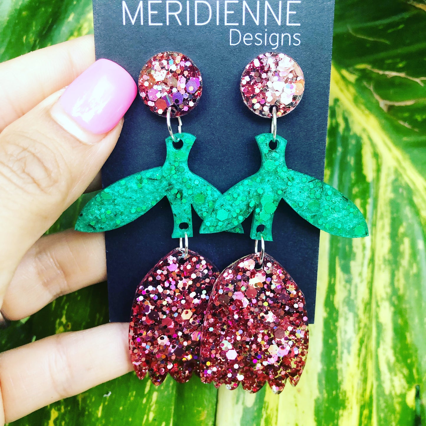 Pink Flower Earrings