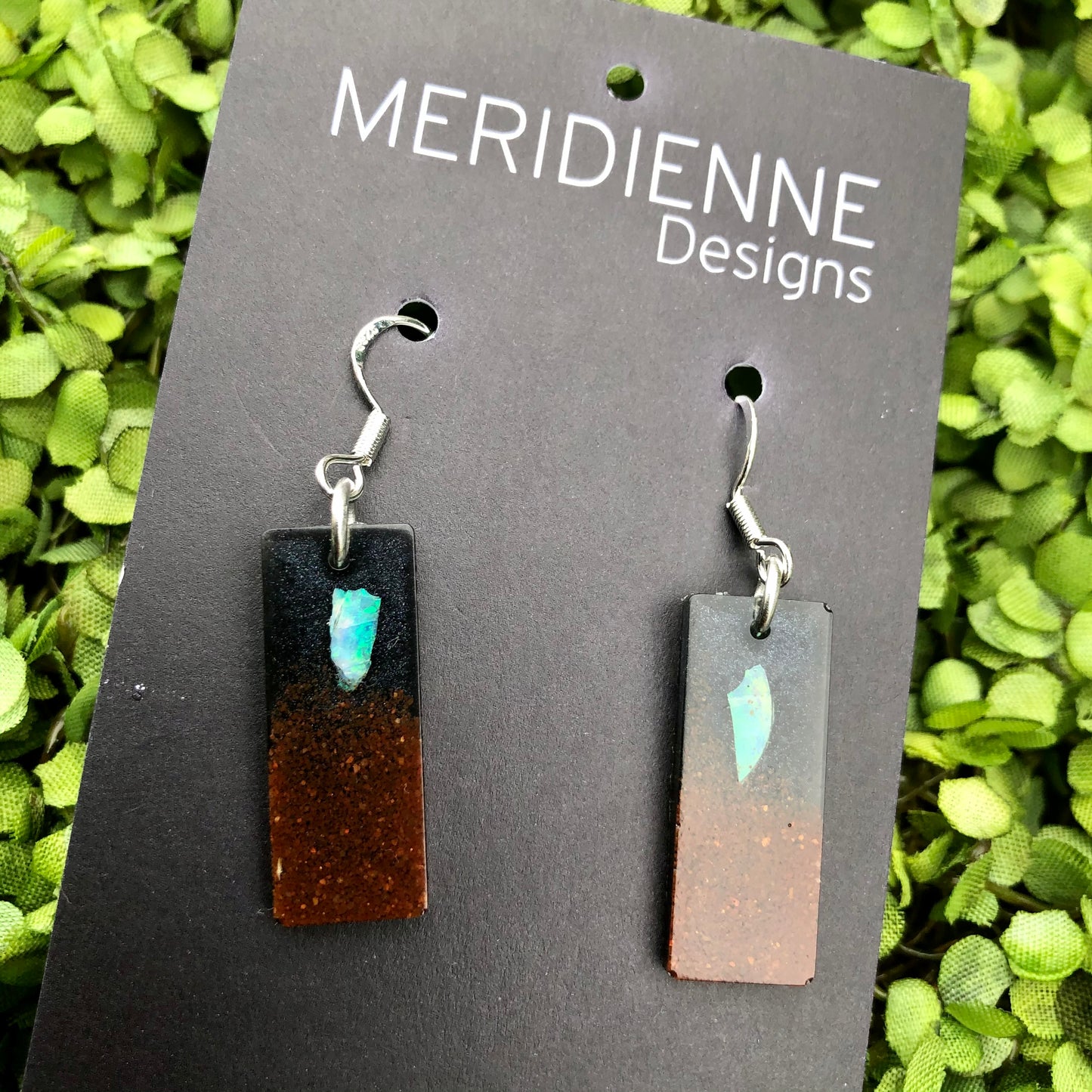 Opal Resin Earrings - small rectangles