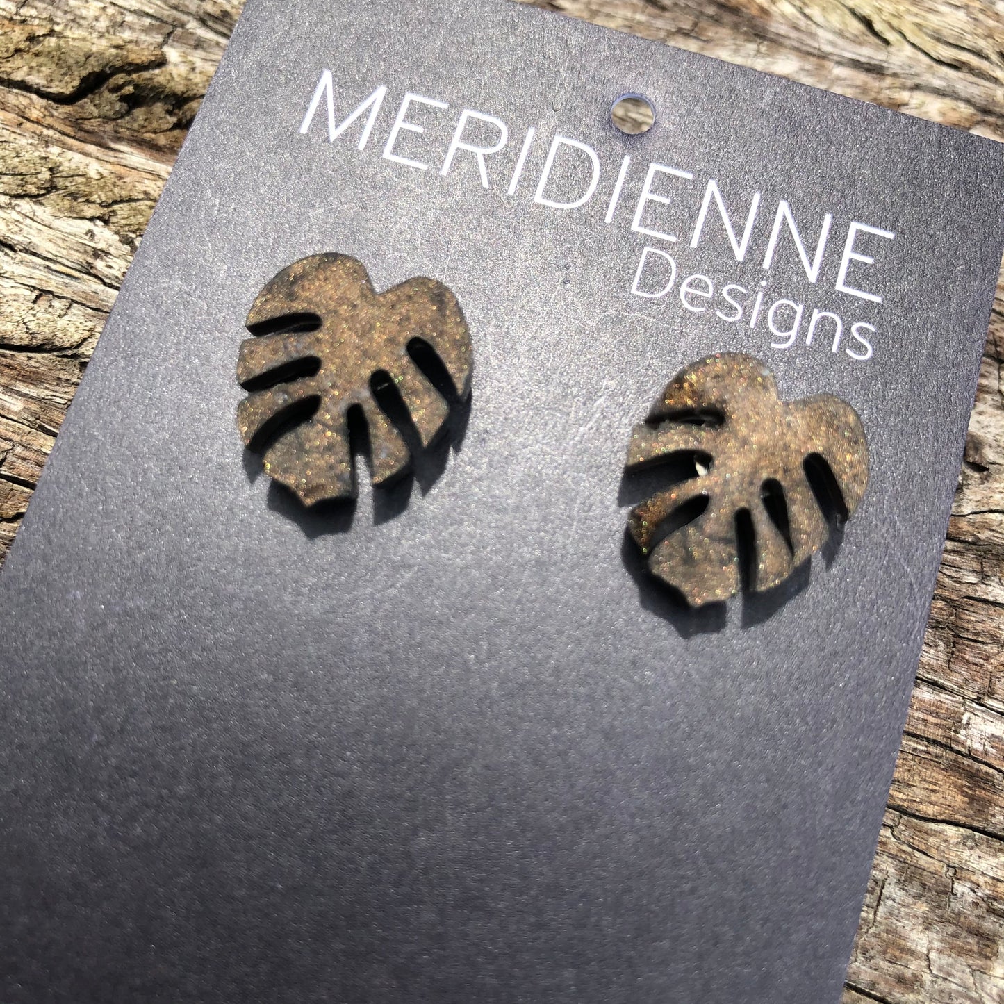 Studs - Mini Brown Monstera