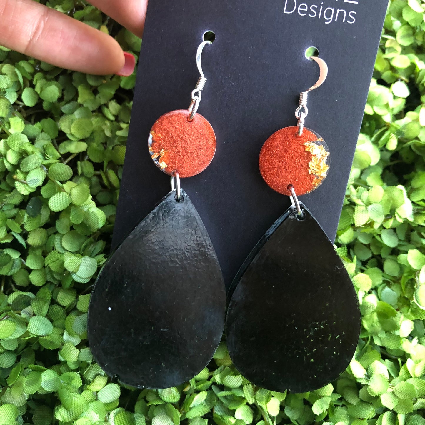 Brown and Black Resin Earrings
