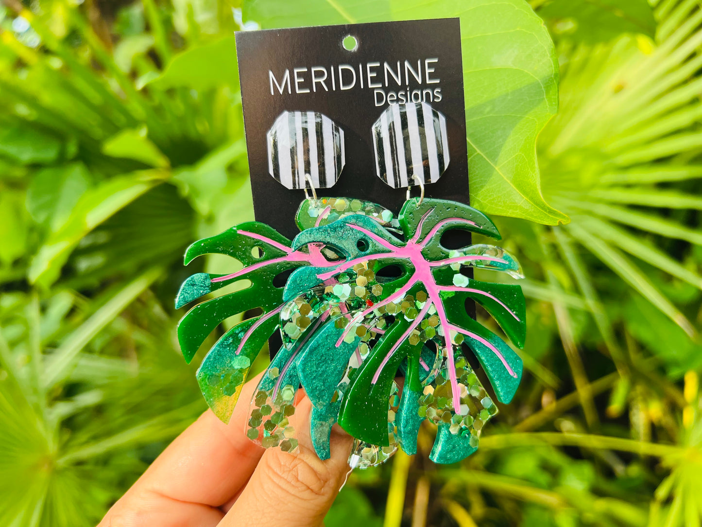 Monstera Leaf Resin Earrings - Icon Tropical