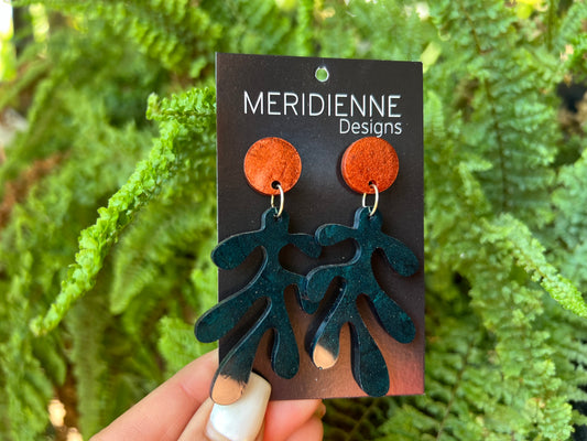 Coral Shaped Resin Earrings - Dark Marine Blue Icon