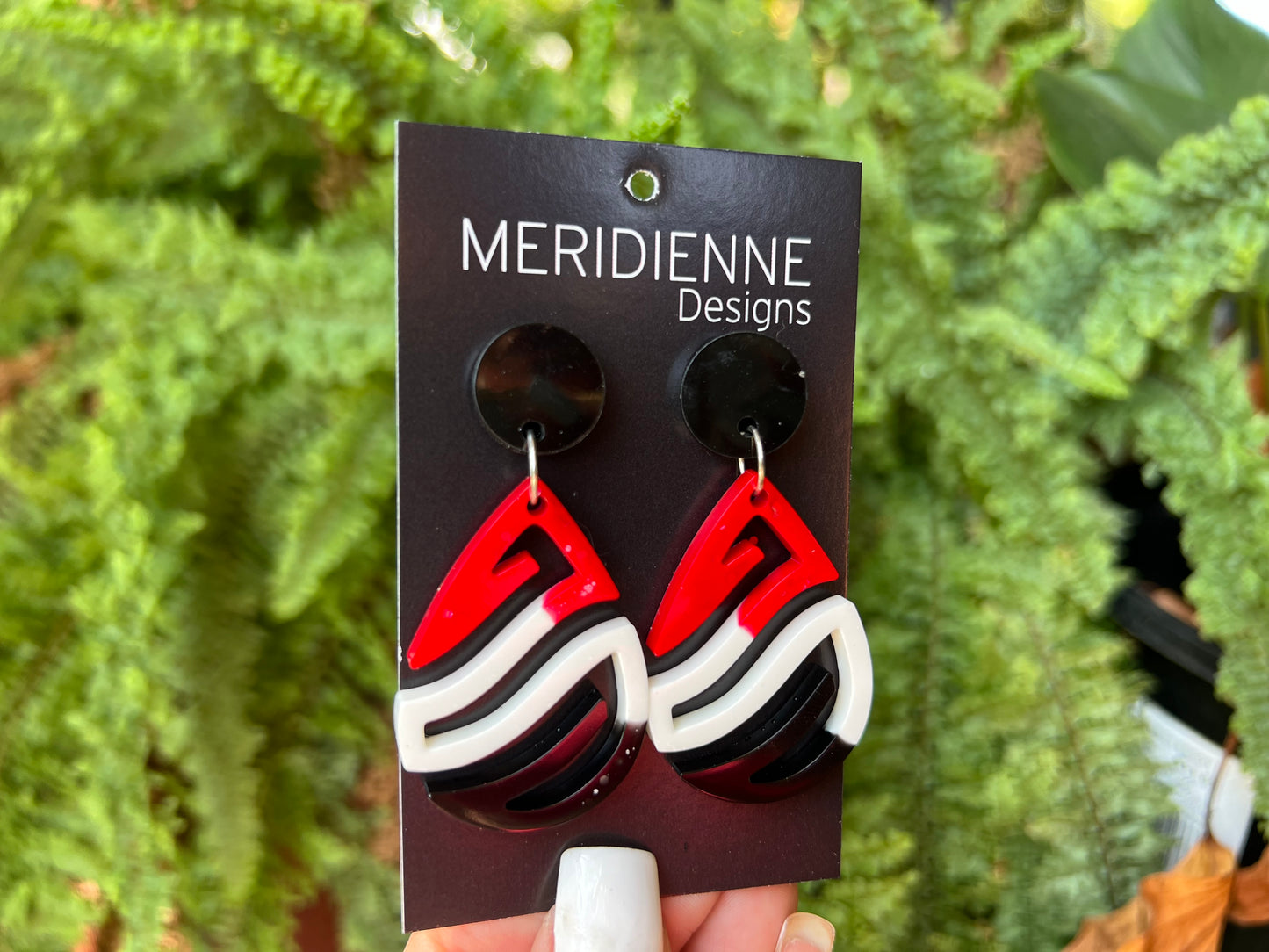 Maori - Red White and Black Resin Earrings