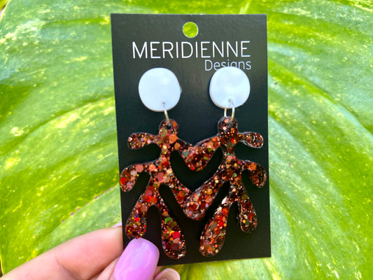 Coral Shaped Resin Earrings - Brown Icon