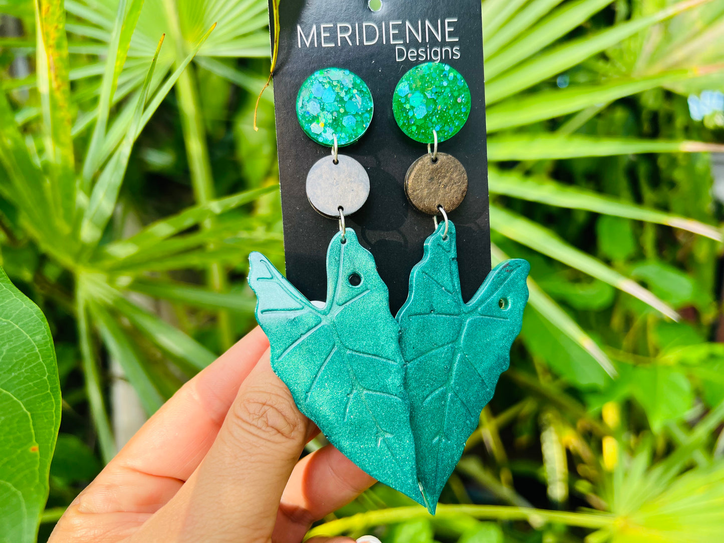 Caladium Leaf Resin Earrings - Icon Tropical