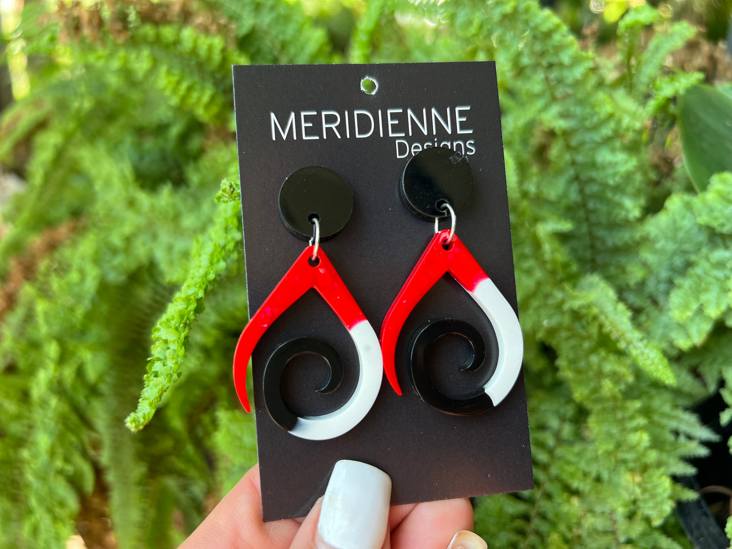 Maori - Red and Black Resin Earrings