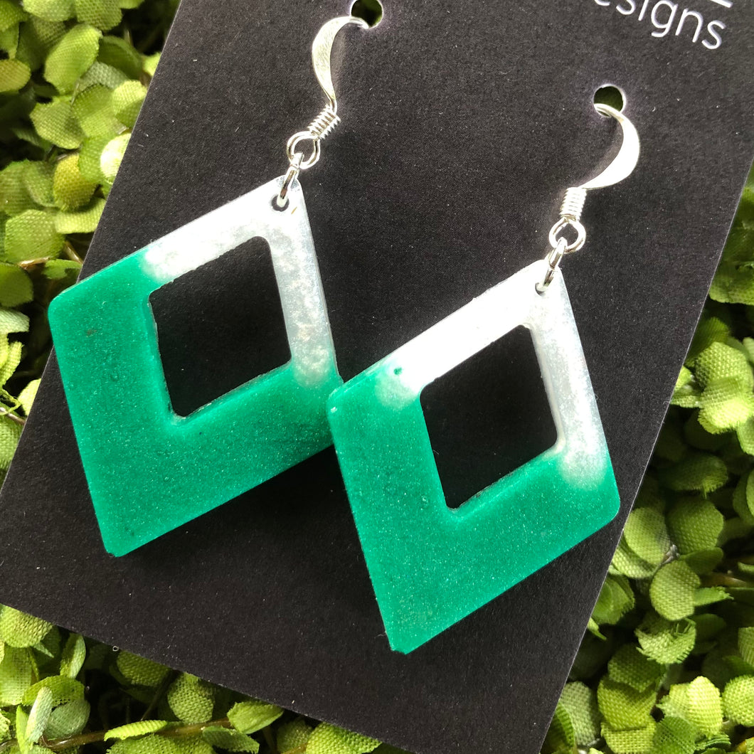 Turquoise & Pearl Resin Earrings
