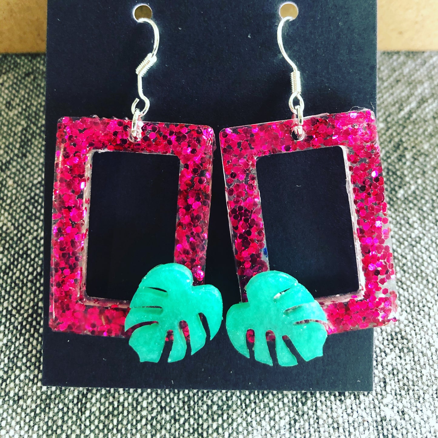 Pink Glitter Earrings