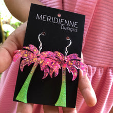 Load image into Gallery viewer, Pink Coconut Palm Earrings
