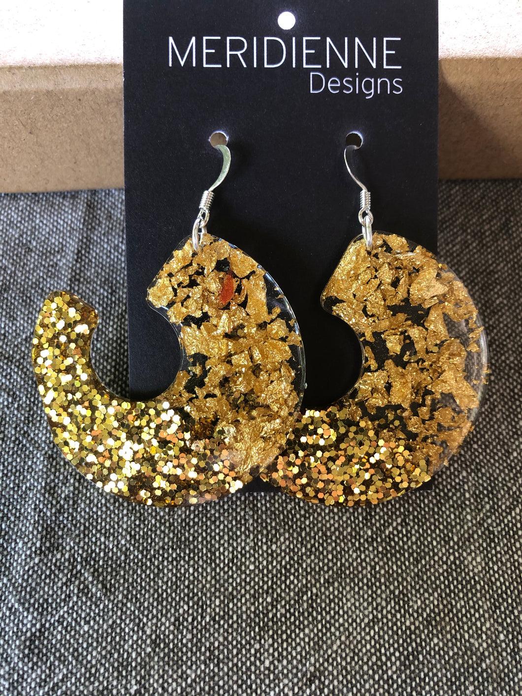 Gold glitter and Gold Foil Earrings
