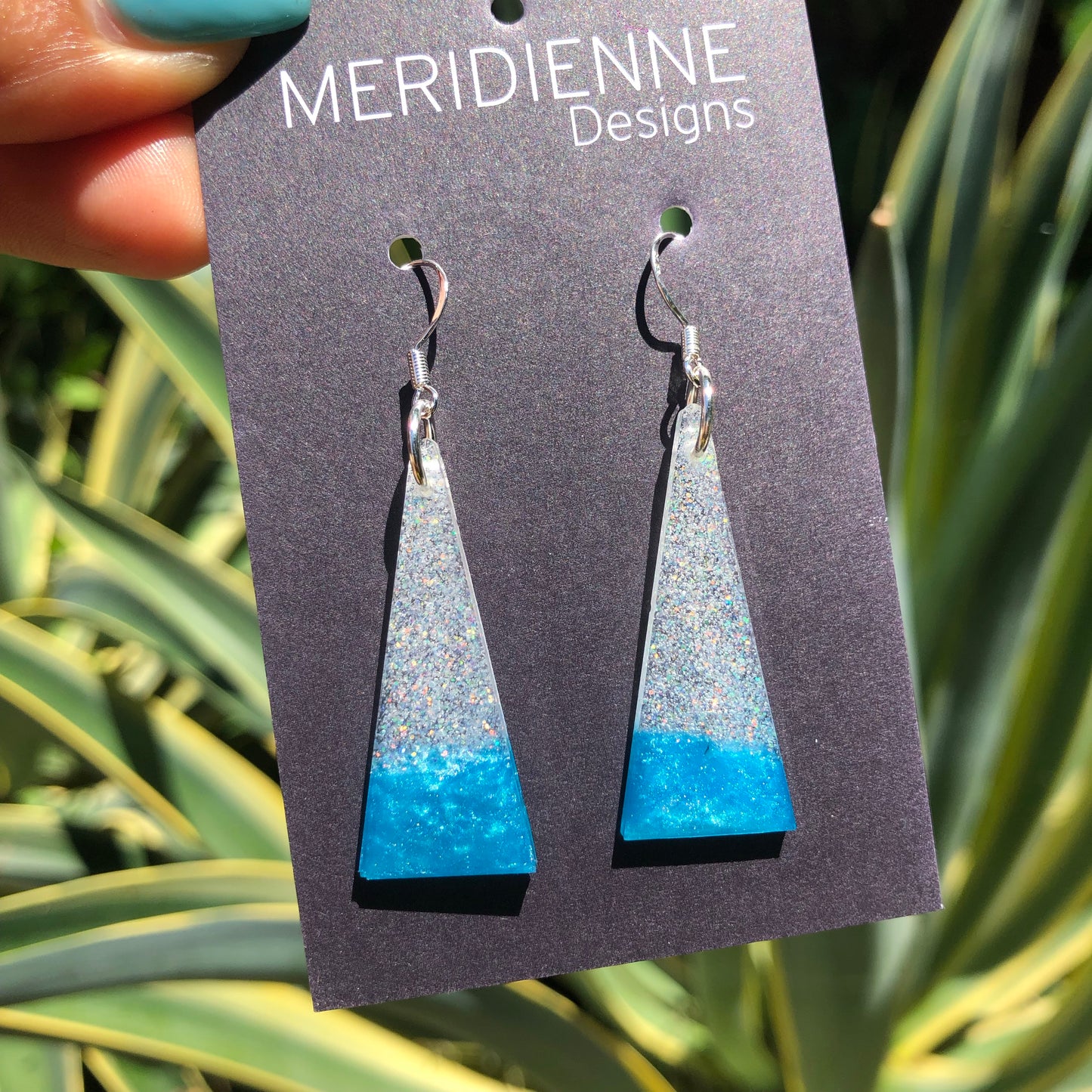 Blue and Pink Resin Earrings