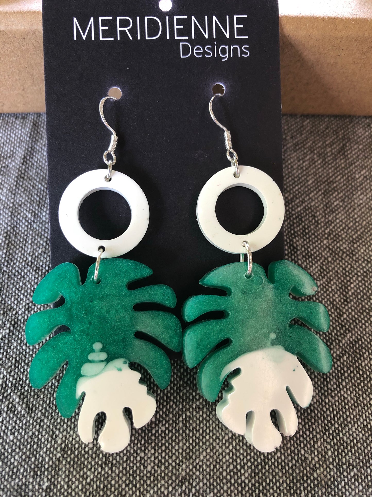 Turquoise Monstera Earrings