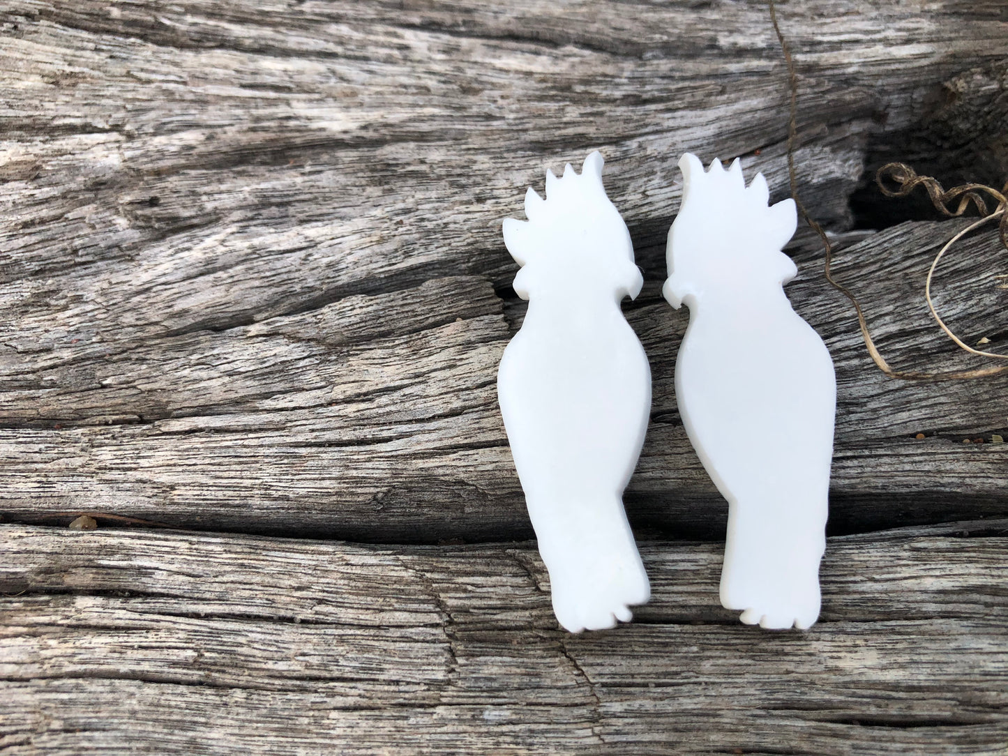 White Cockatoo Bird Resin Earrings