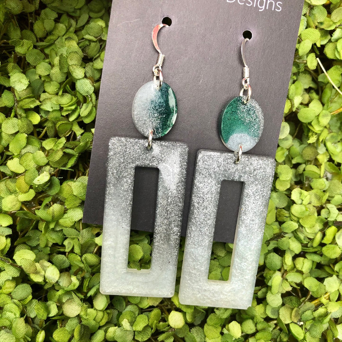 Emerald Resin Earrings