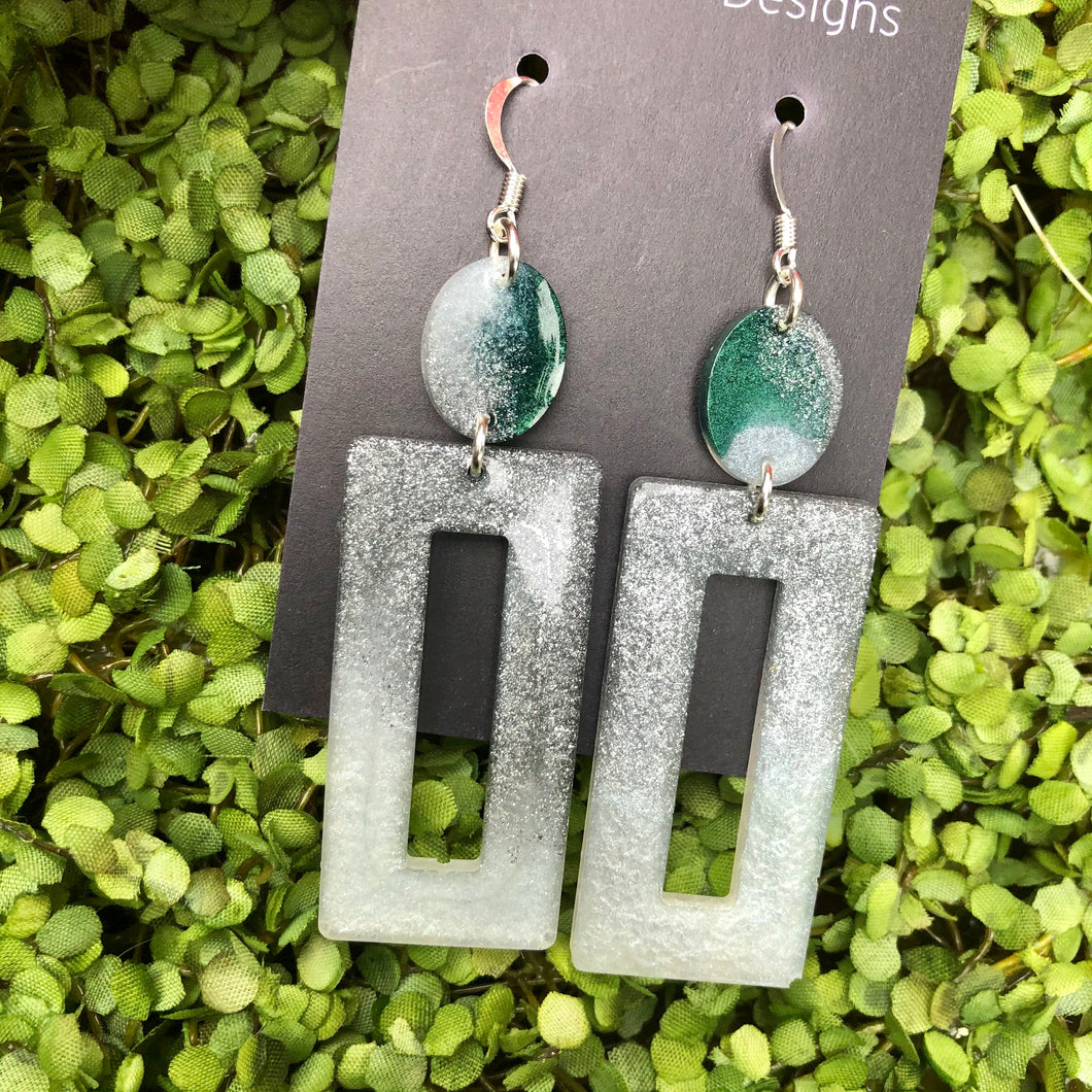Emerald Resin Earrings