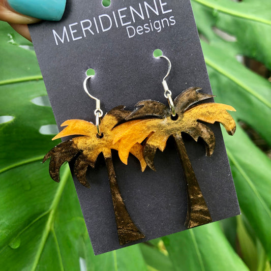 Earthy Brown Palm Earrings