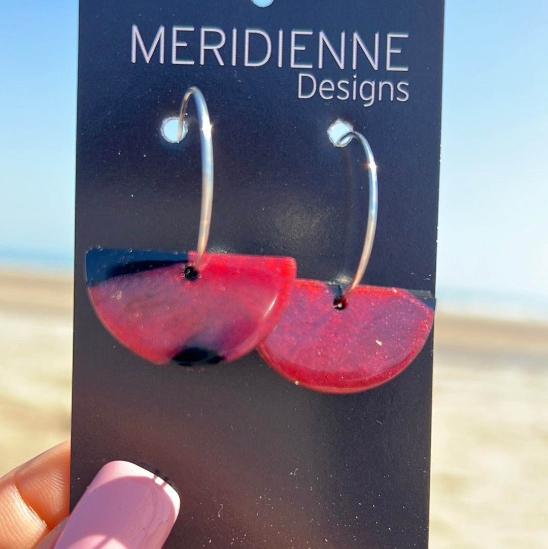 Burgundy Resin Earrings