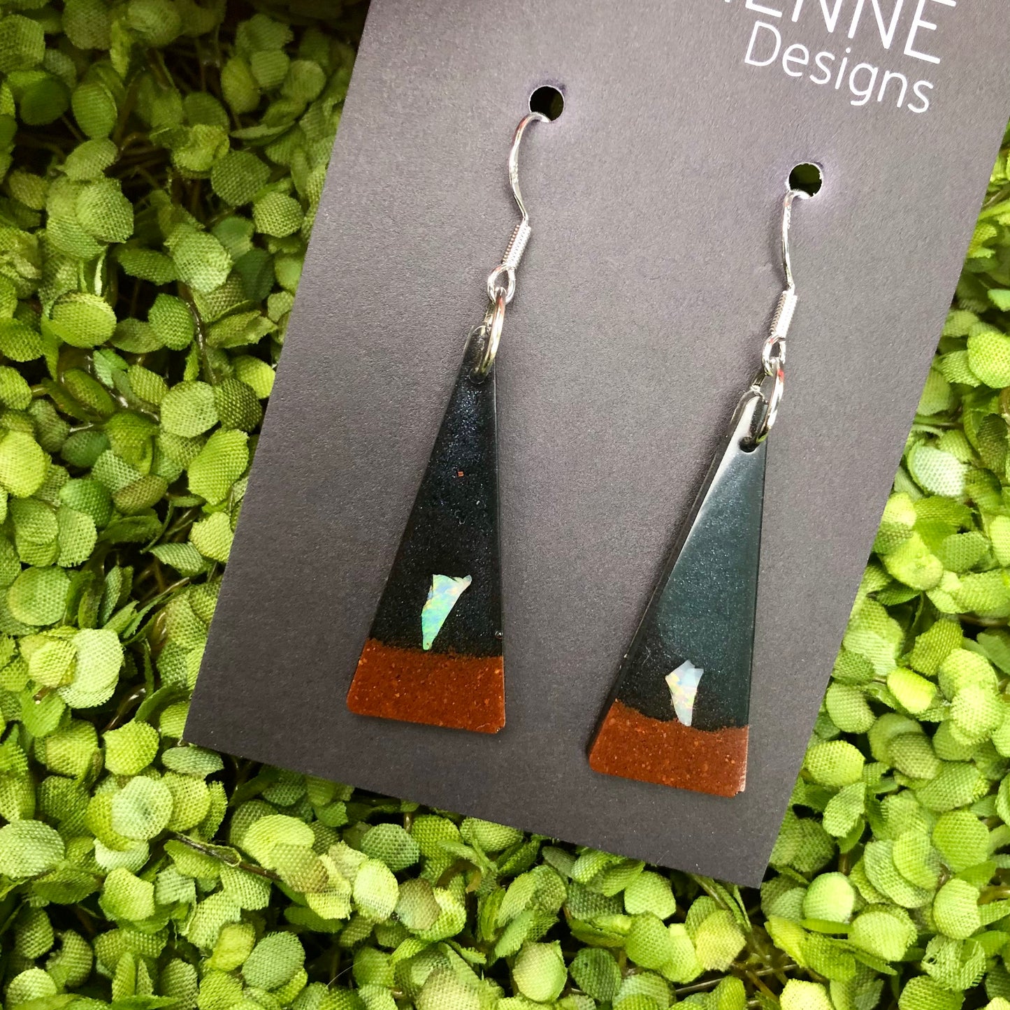Opal Resin Earrings - small triangles