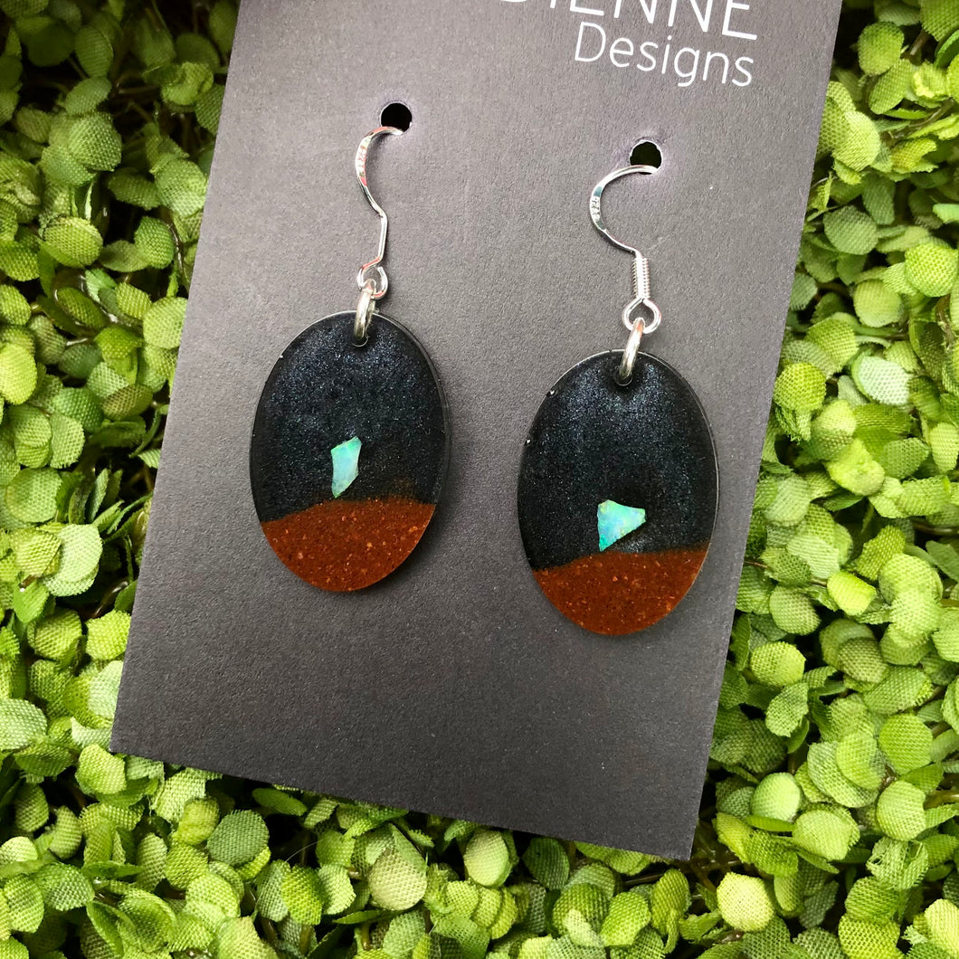 Opal Resin Earrings - mini ellipse