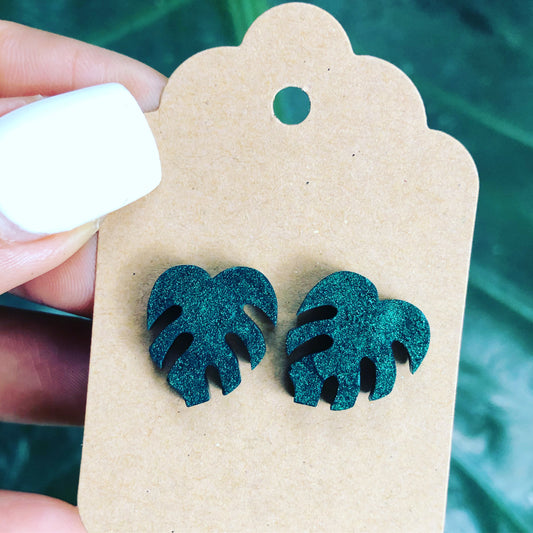 Studs - Mini Emerald Monstera