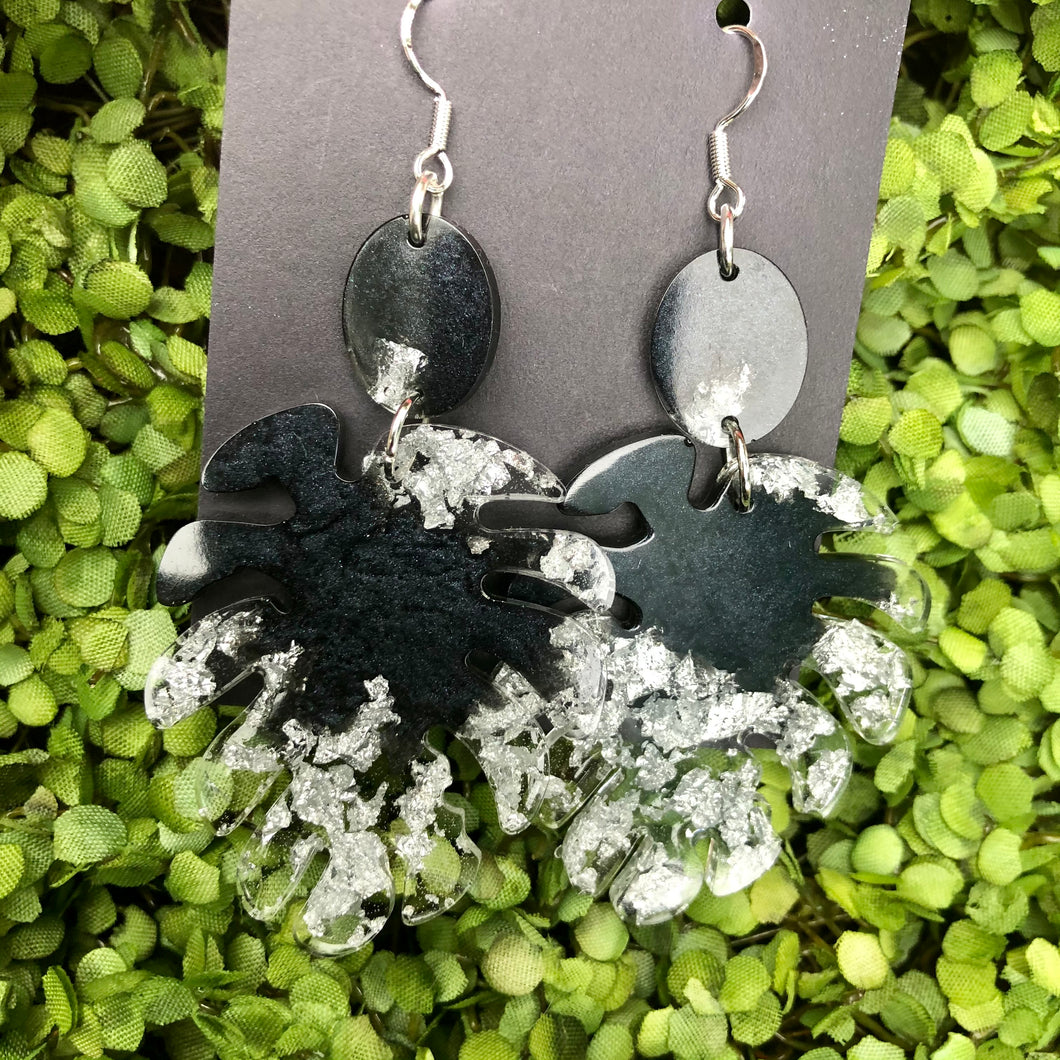 Black and Silver Foil Earrings