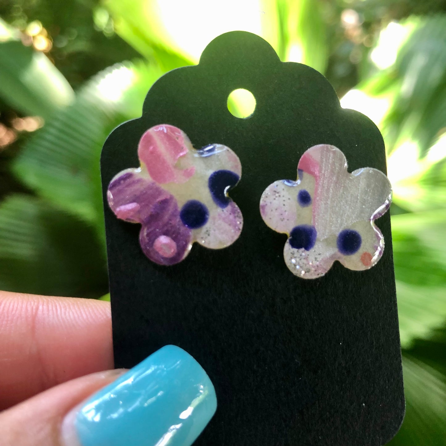 Kids Pink and Purple Painted Studs