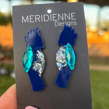 Load image into Gallery viewer, Blue Bird Resin Earrings
