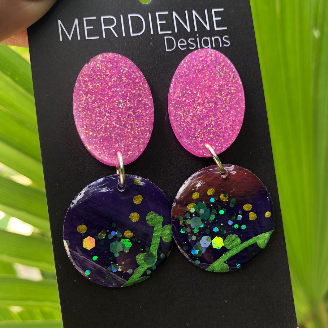 Purple Resin Earrings