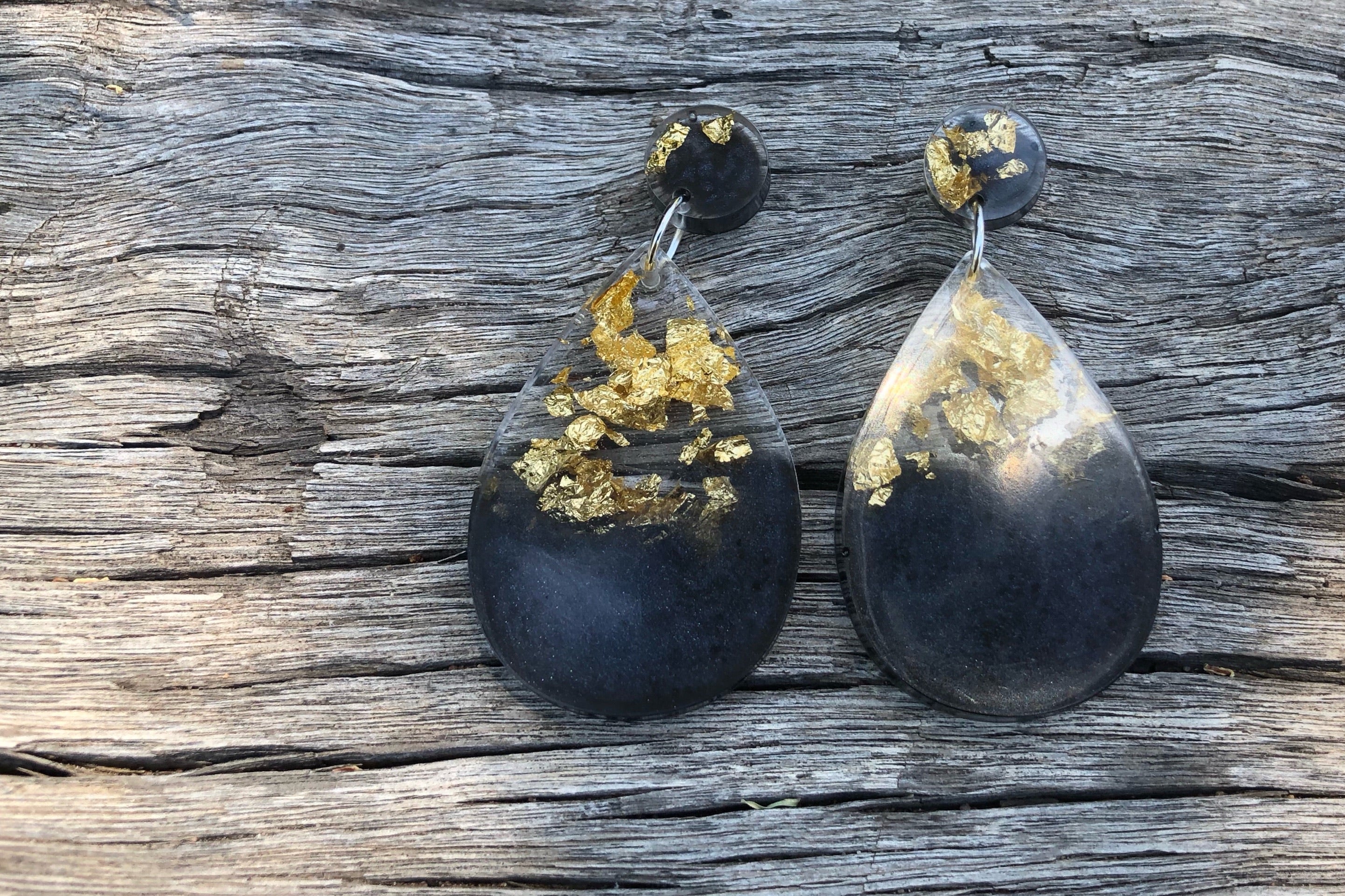 Black resin store earrings