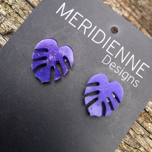 Studs - Mini Purple Monstera