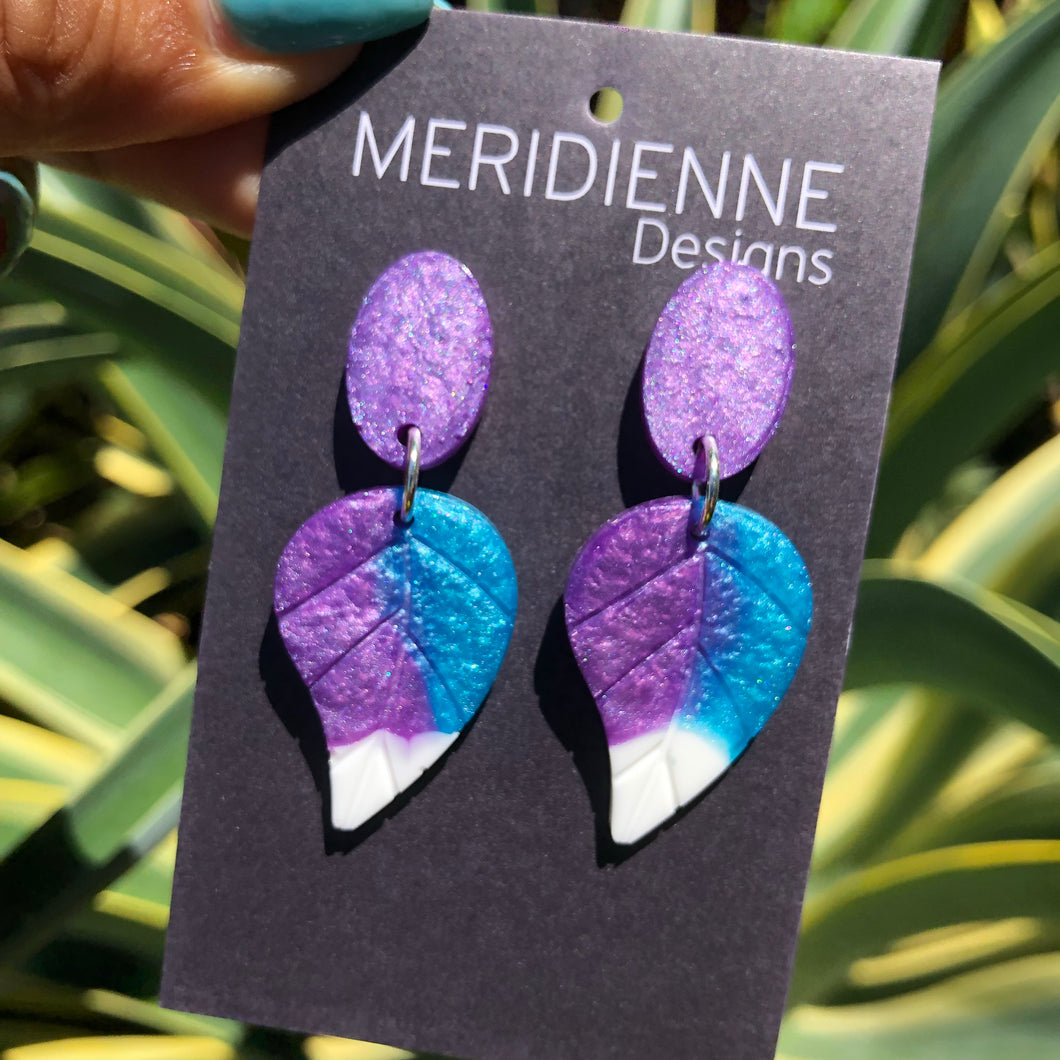 Blue and Purple Resin Earrings