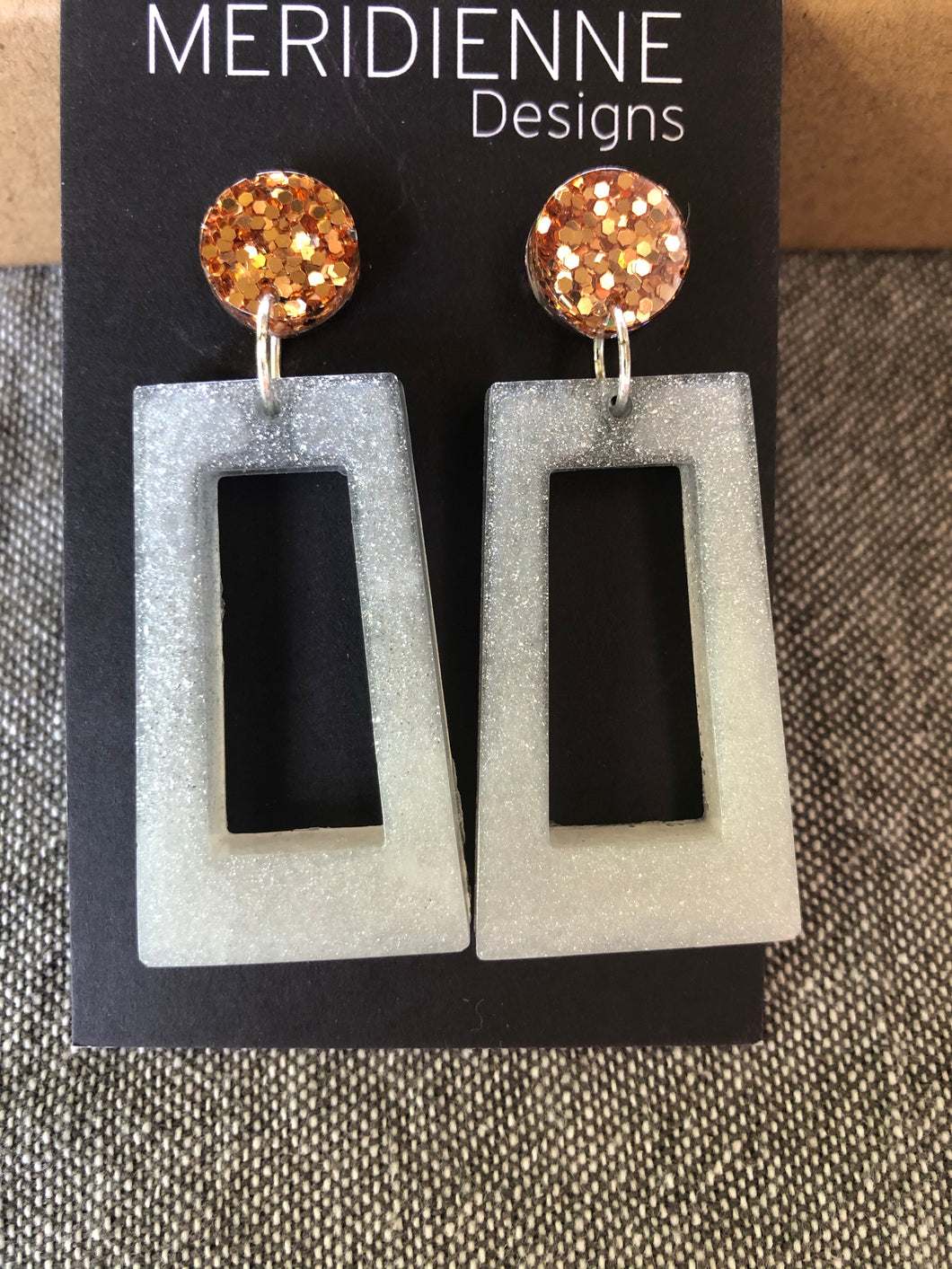 Silver & Copper Resin Earrings