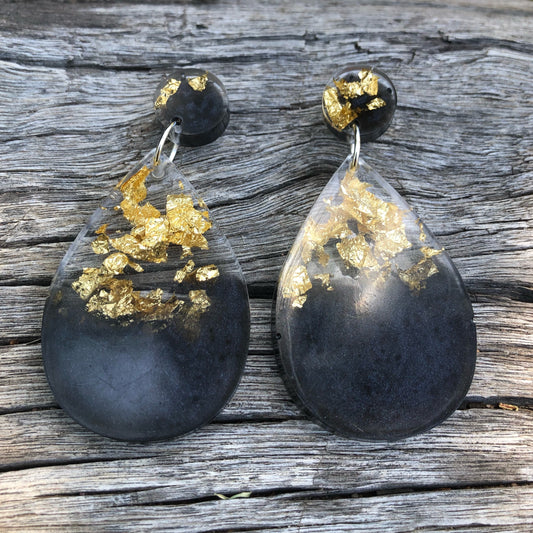Black Gold Resin Earrings