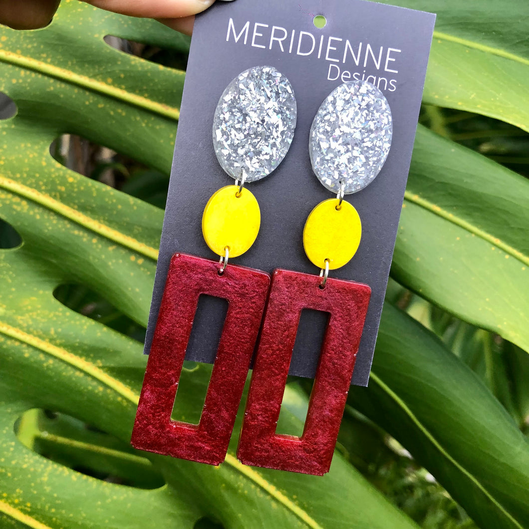 Burgundy Resin Earrings