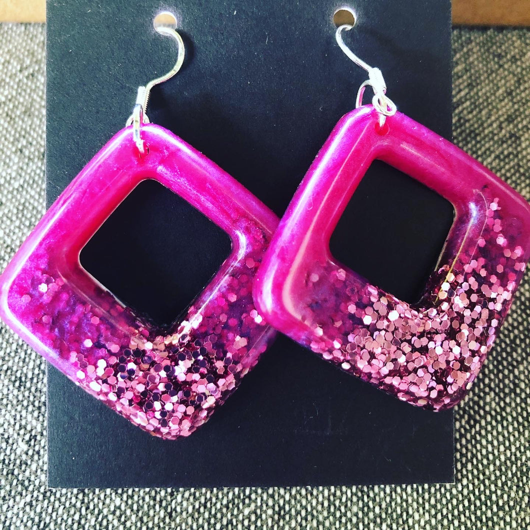 Pink Resin Earrings