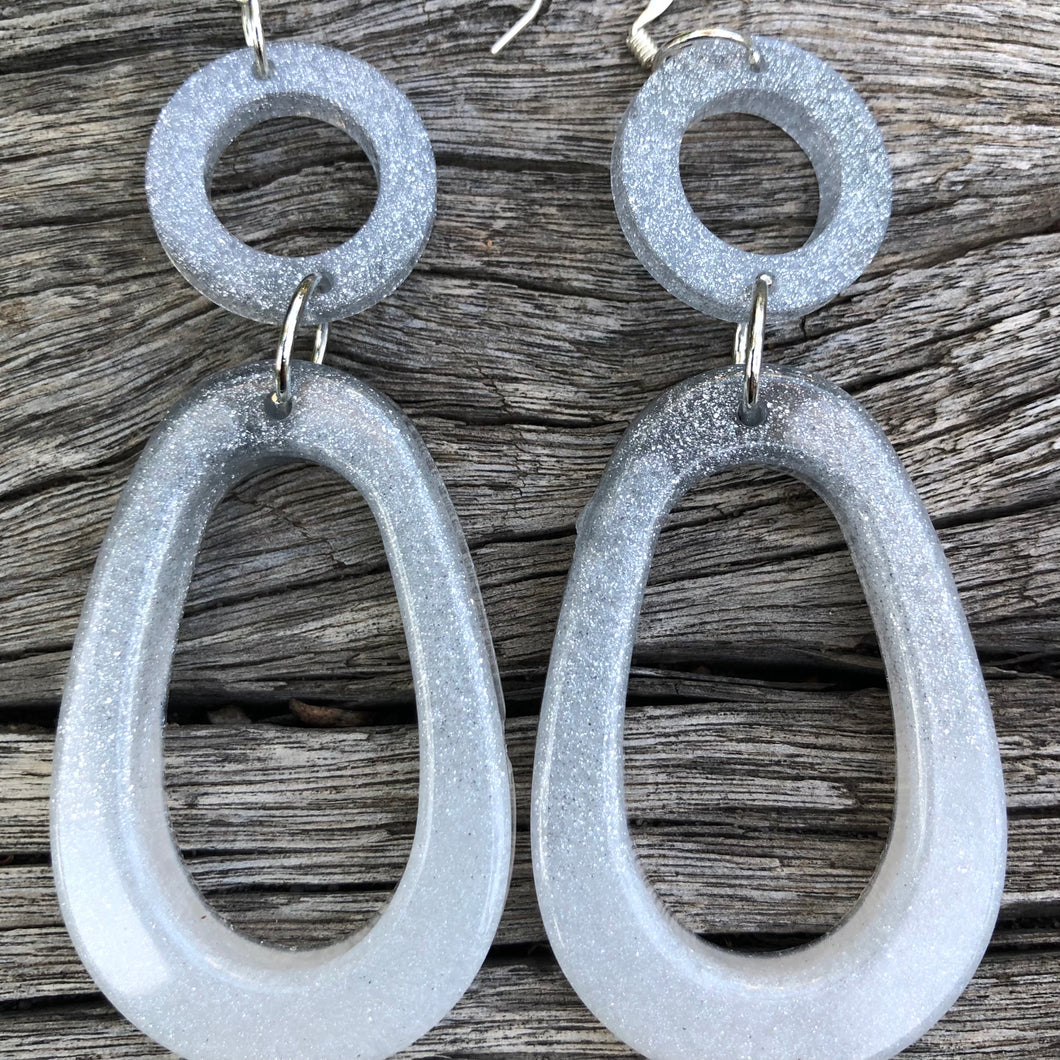 Silver Pearl Resin Earrings