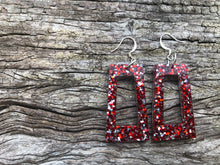 Load image into Gallery viewer, Red &amp; Silver Glitter Resin Earrings
