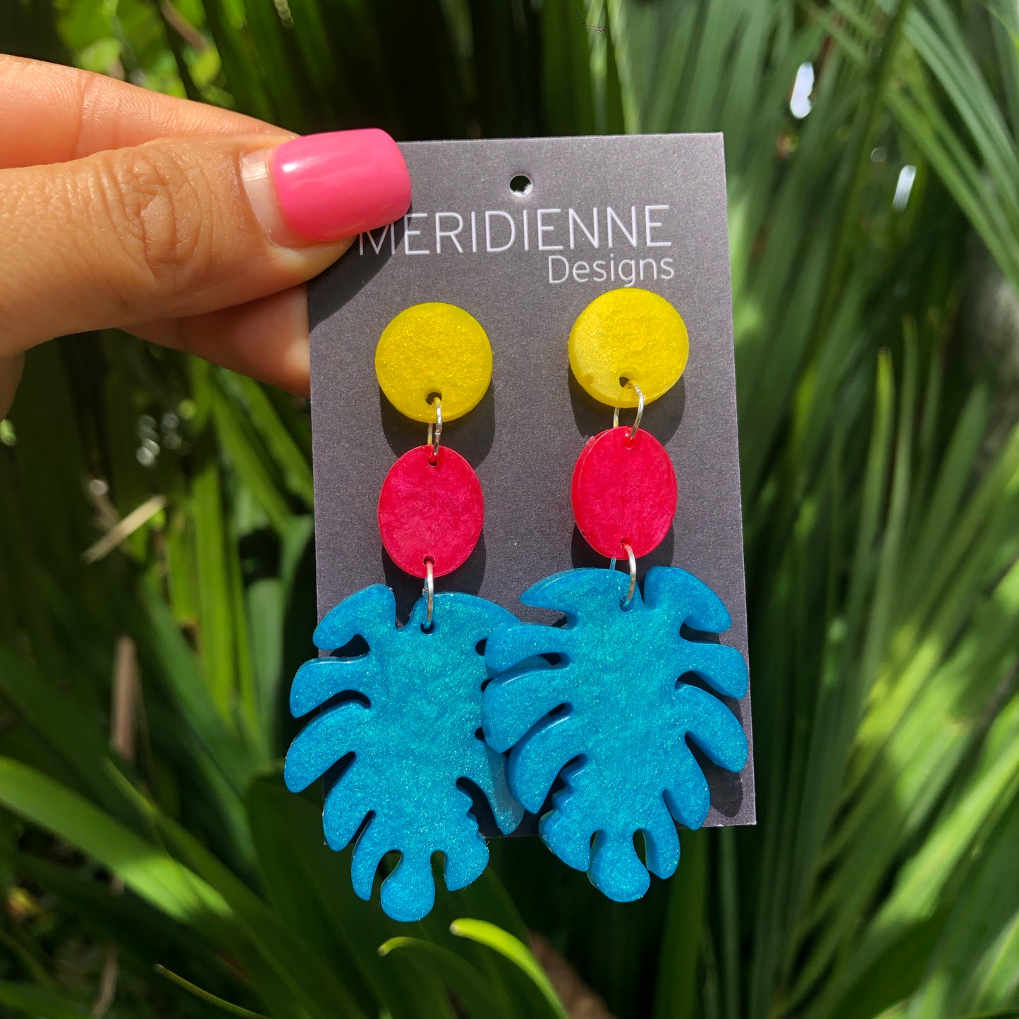 Turquoise resin earrings