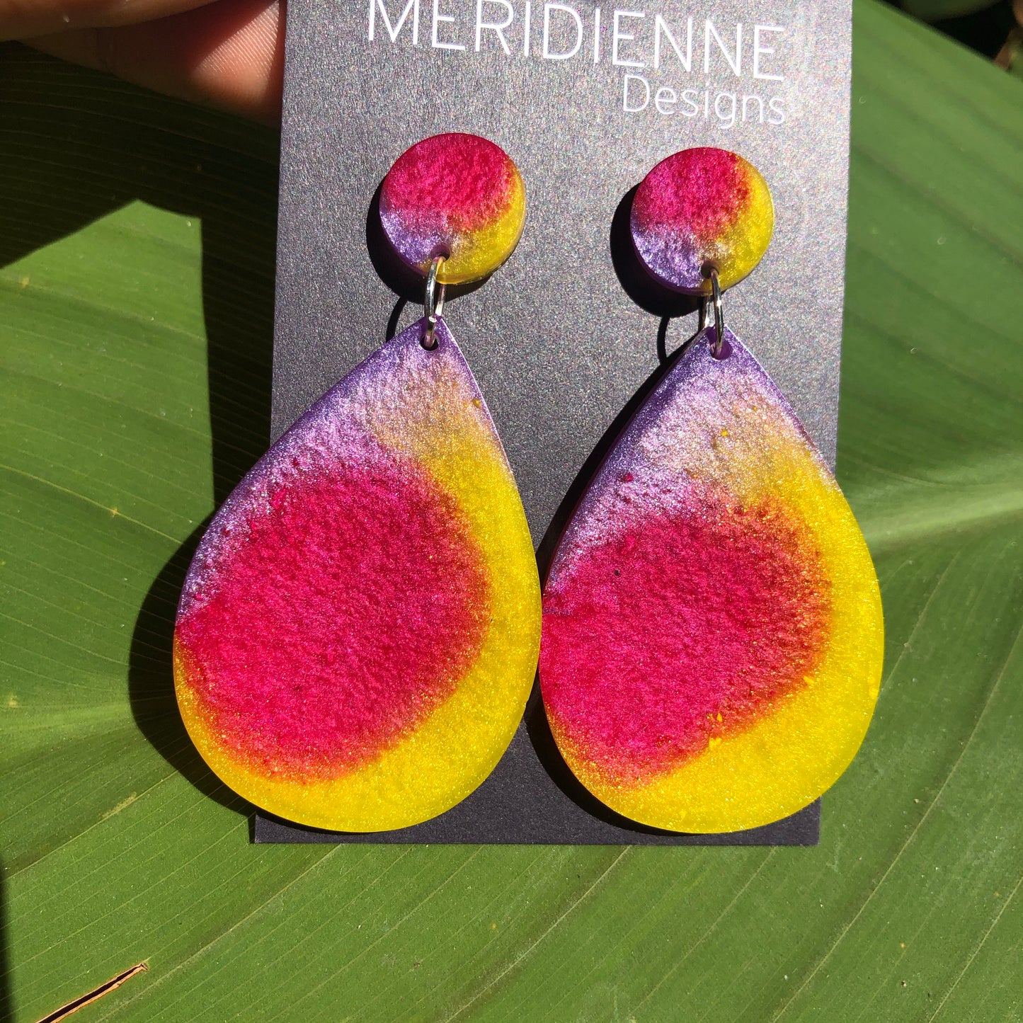 Yellow and Pink Tropicana Resin Earrings