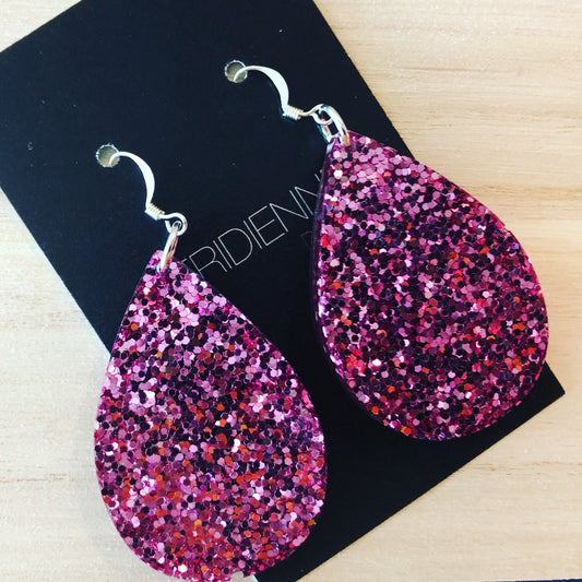 Pink Glitter Resin Earrings