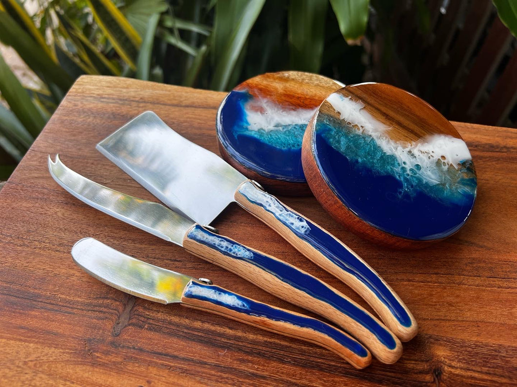 Cheese knife set - blue